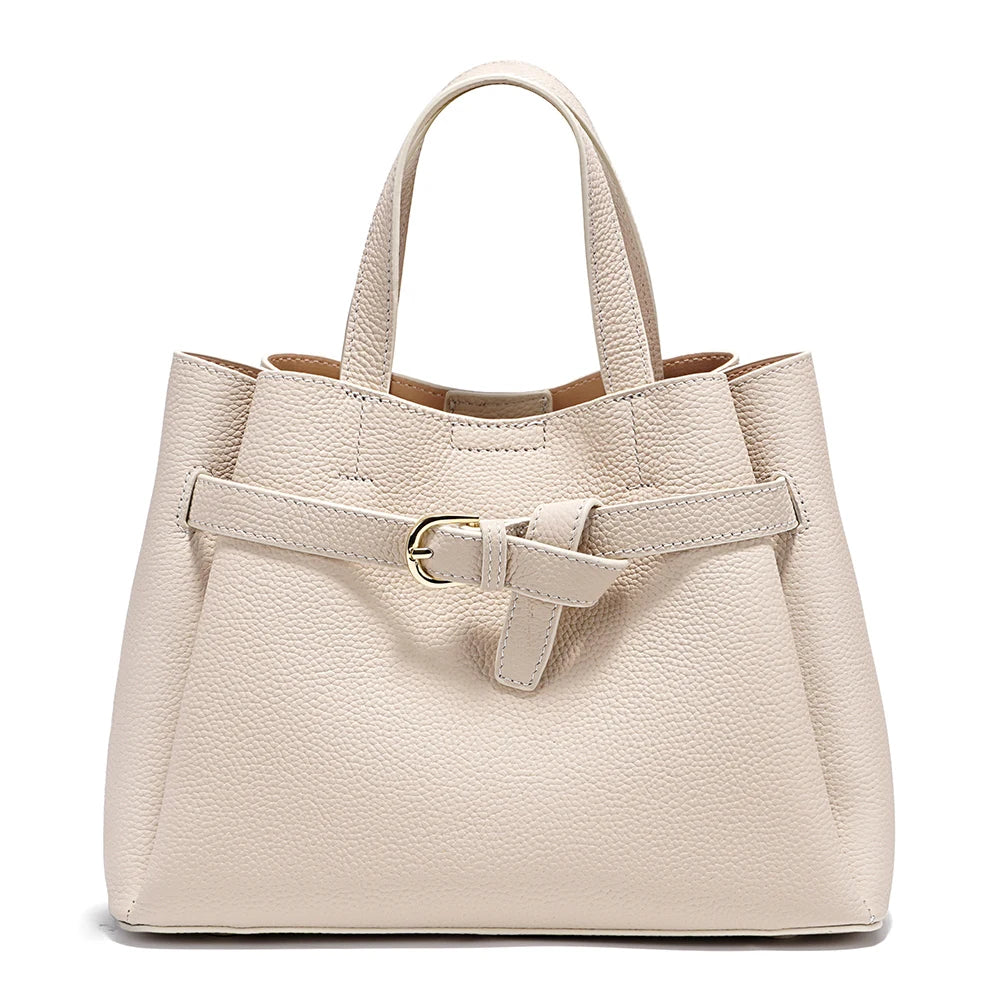 Zency Fashion Genuine Leather Top-handle Bag For Women Luxury Designer Crossbody Bag Zipper Purse Elegant OL Work Bag Tote Sac