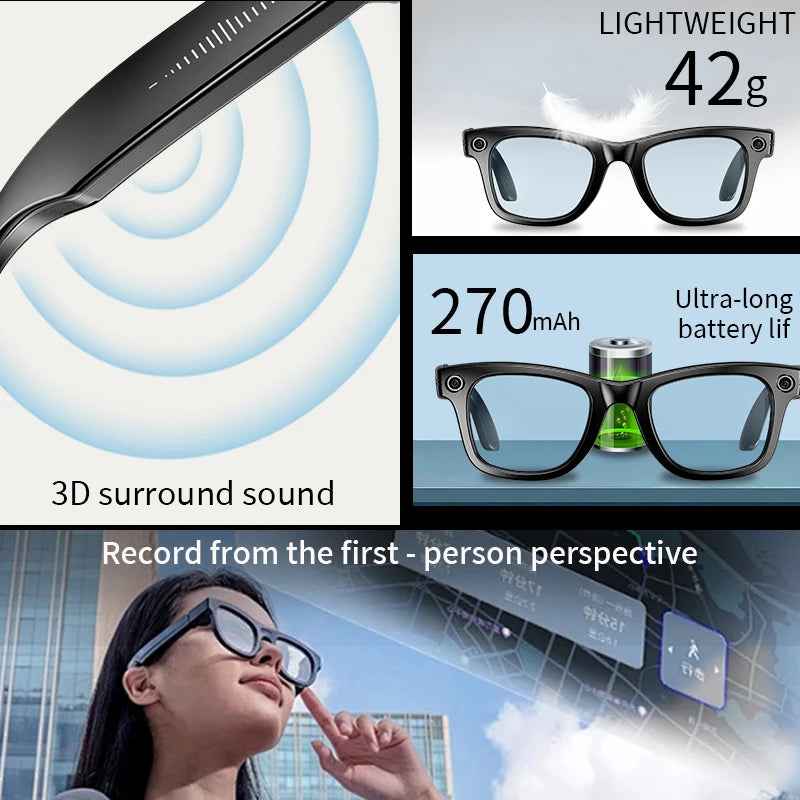 New Upgrade smart glasees With Camera Video Recording AI Photo Recognition Bluetooth Call Translation Voice Sunglasses Man 2026