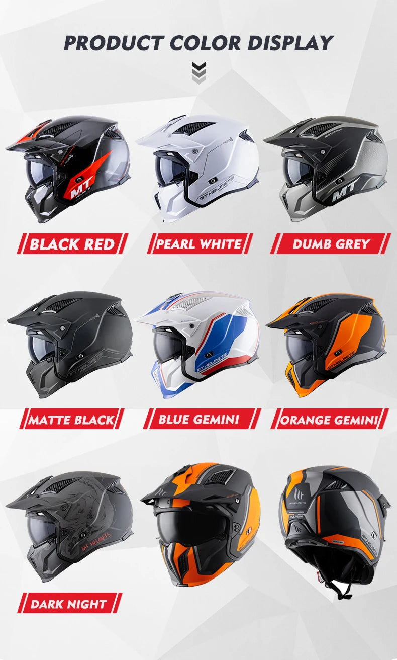 MT New Full Face Helmet Motorcycle Helmets Modular High Quality DOT ECE Approved Personality Off Road Moto Helmets Fashion