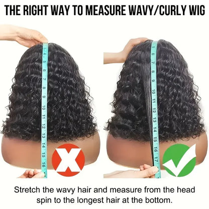 Short Bob Glueless Wigs Deep Wave Glueless Human Hair Ready To Wear 180% Pre Cut Lace 4x4 13x4 Culry Lace Front Human Hair Black
