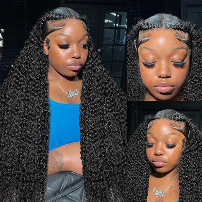 250 Density Deep Wave Wig Human Hair Brazilian Transparent 13x6 Hd Lace Frontal Wig 30 36 40 Inch 360 Full Curly Wigs For Women