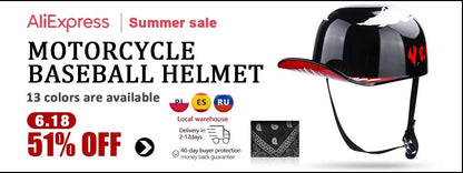 Uchoose Baseball Cap Helmet Motorcycle Vintage Retro Helmets Summer Open Face Scooter Cruiser Chopper Gangster DS Men Women Kid