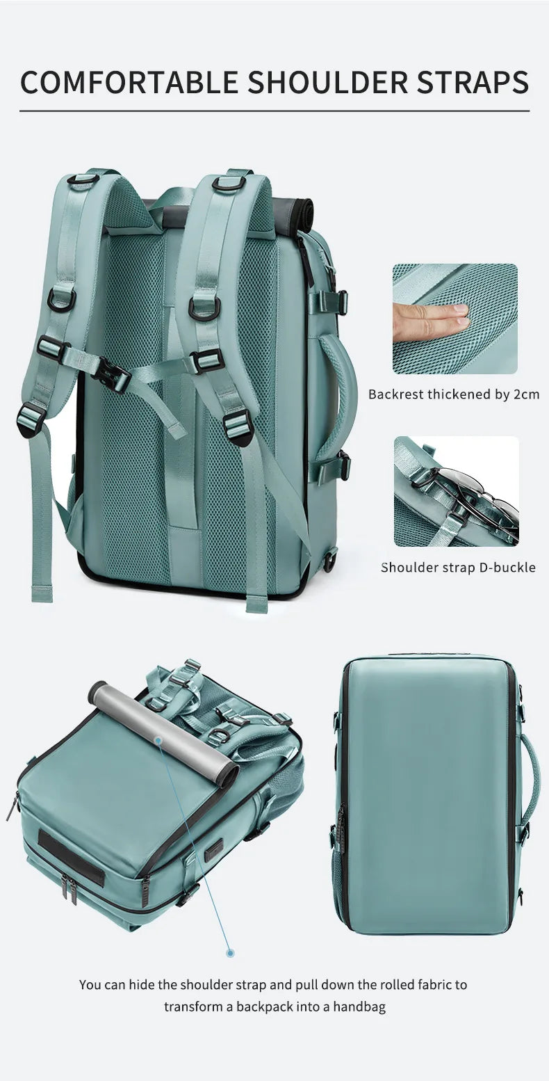 Large Travel Backpack Boardable Backpack USB Charging Waterproof Outdoor Travel Backpack Independent Shoe Compartment