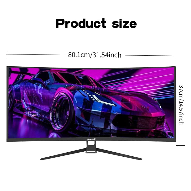 Gawfolk 34 Inch Ultrawide Curved Gaming Monitor, 1500R PC Screen 165hz UWQHD 4K, Curved Computer Screen with FreeSync, Support W