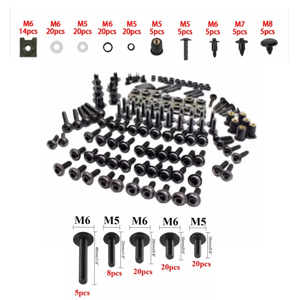 195pcs Burn Titanium screw Fairing Screws Bolt Kit for Suzuki GSXR600 GSXR1000 Hayabusa GSX1300R GSX600F GSX750F SV1000 SV650