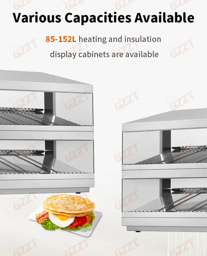 Stainless Steel Electric Commercial 2 Tier Dry Heating Fried Food Hamburger Pizza Warmer Showcase Dry Food Warmer Display