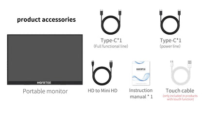 HGFRTEE 16inch Touch Portable Monitor 100%sRGB 350Cd/m² External Second Display For Laptop Screen,Touch/no Touch optional