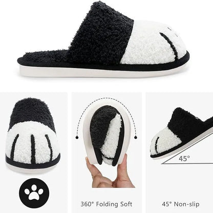 New Women's Winter Plush Slippers Cute Cat Paw Design Slippers Home Bedroom Indoor Shoes Men's Warm Comfortable Cotton Slippers