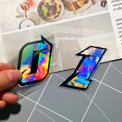 1PC Arabic Numbers Motorcycle Stickers Reflective Holographic Carbon Effect for Helmet Scooter Fuel Tank Front Fairing Decals