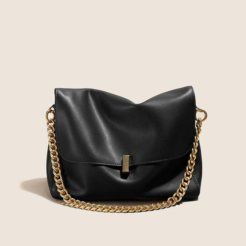 Toptrends Genuine Leather Large Chain Shoulder For Women 2026 Luxury Designer Office Messenger Bags Satchel Cow Ladies Handbags