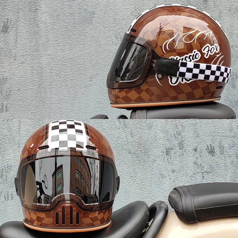 ORZ Retro Full Helmet Motorcycle Motorcycle Helmet Four Seasons Couple Street Bike Helmet Riding