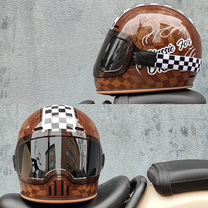 ORZ Retro Full Helmet Motorcycle Motorcycle Helmet Four Seasons Couple Street Bike Helmet Riding