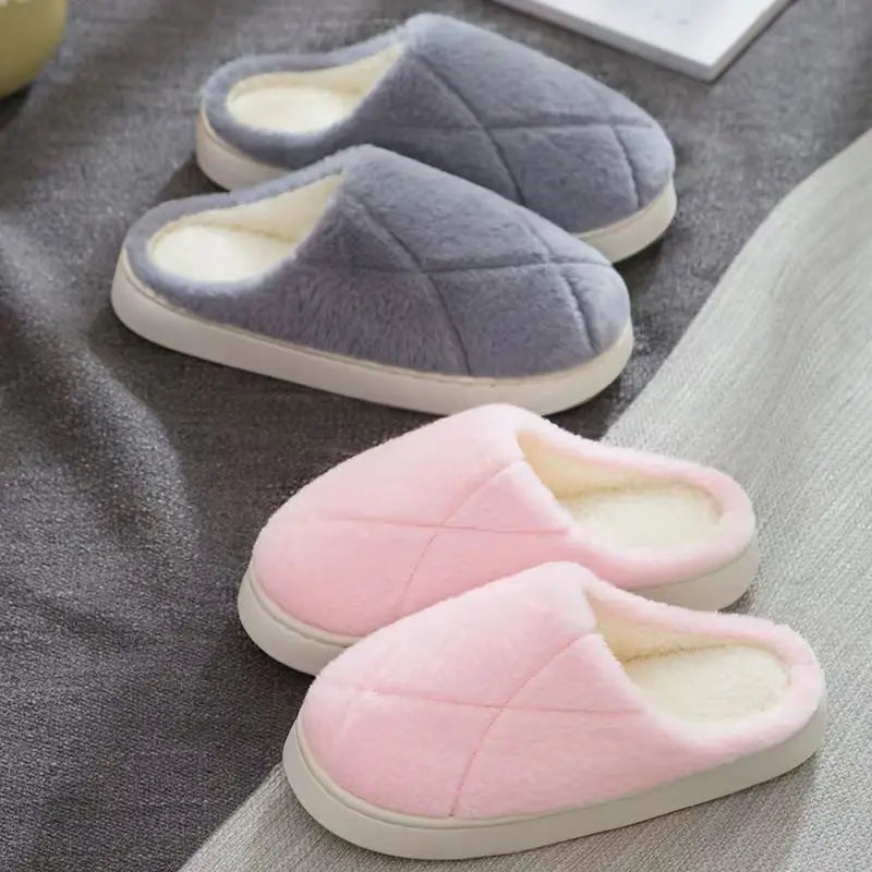 2025 Winter Plush Slippers - Cozy Non-Slip Indoor Warm House Shoes, Cute Lightweight Couple's Unisex Thick Sole Home Slippers
