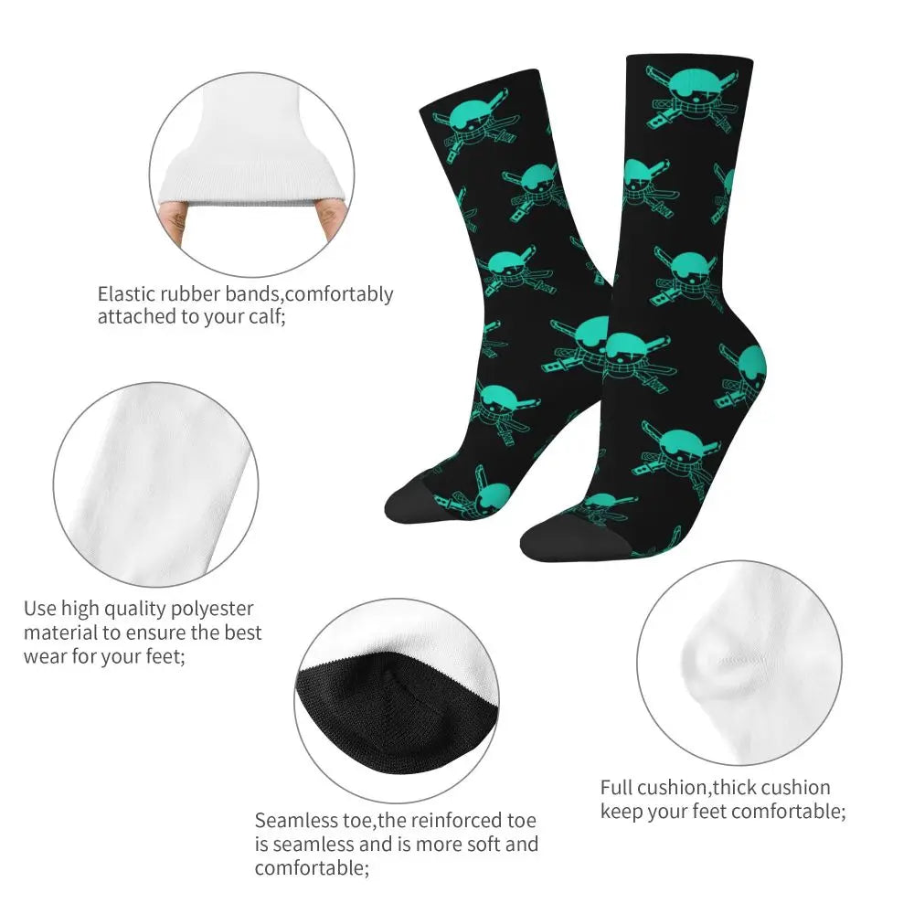 Fashion Men's Socks Harajuku Tony Tony Choppers Sock Luffys Zoros Trafalgar Law Anime Women's Socks Spring Summer Autumn Winter