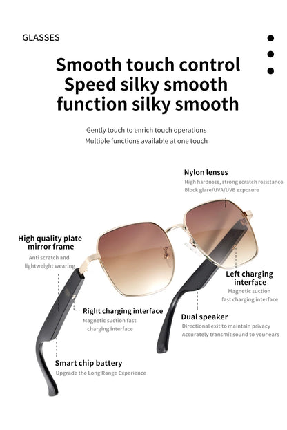 MZ02 Smart Glasses with Speaker Bluetooth Wireless Audio Touch Hands-Free Calling Stereo Music Headphones Smart Sunglasses