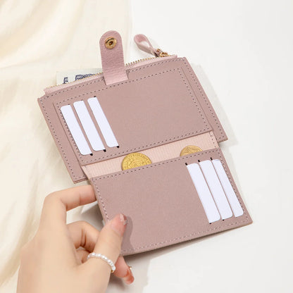 Minimalist and Fashionable Women's Short Card Bag Ultra-Thin Mini PU Leather Zero Wallet Women's Credit Card Holder Wallet