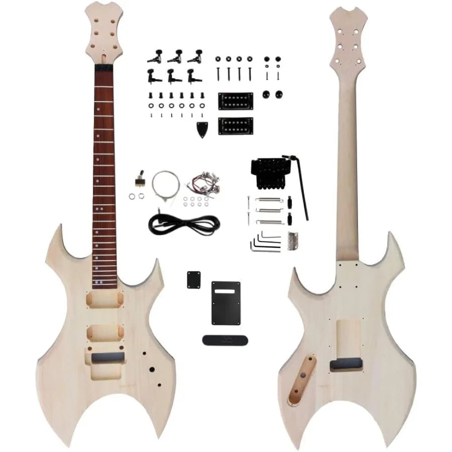 DIY electric guitar kit with basswood body and mahogany neck 24 frets 25.5 inch scale length perfect for custom guitar building