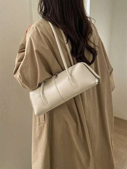 MOODS Retro Underarm Shoulder Bags For Women PU Leather Pure Color Commute Satchel Bag 2025 Winter New Luxury Designer Handbags