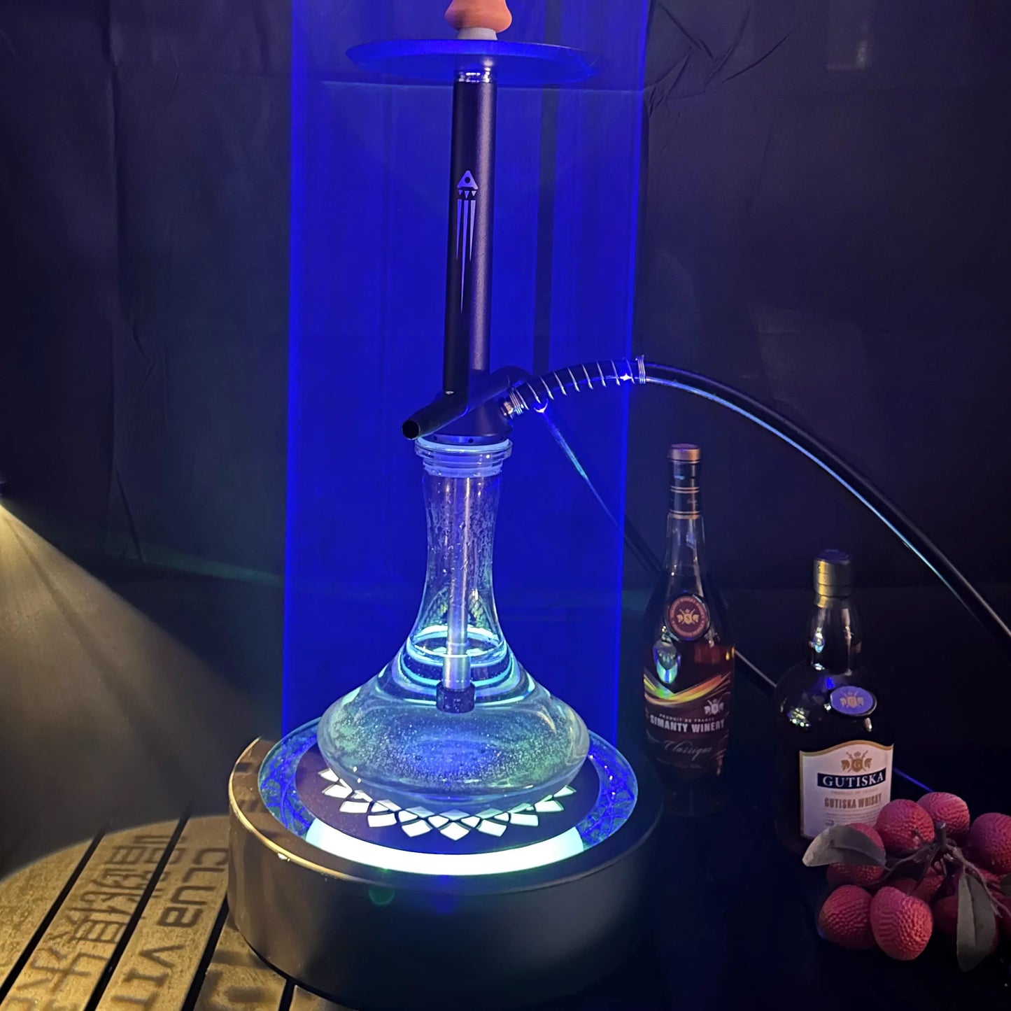 LED Smoking Table Lamp with Laser Light & Charging Base for Hookah Portable Neon Smoke Glow Lamp for Bar Party Laser Effects