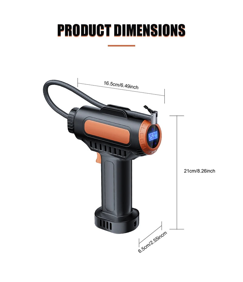 Portable 12V Car Tyre Inflator with Dual-Cylinder Design Air Pressure: 150 PSI Suitable for All Vehicles Outdoor Tyre Emergency