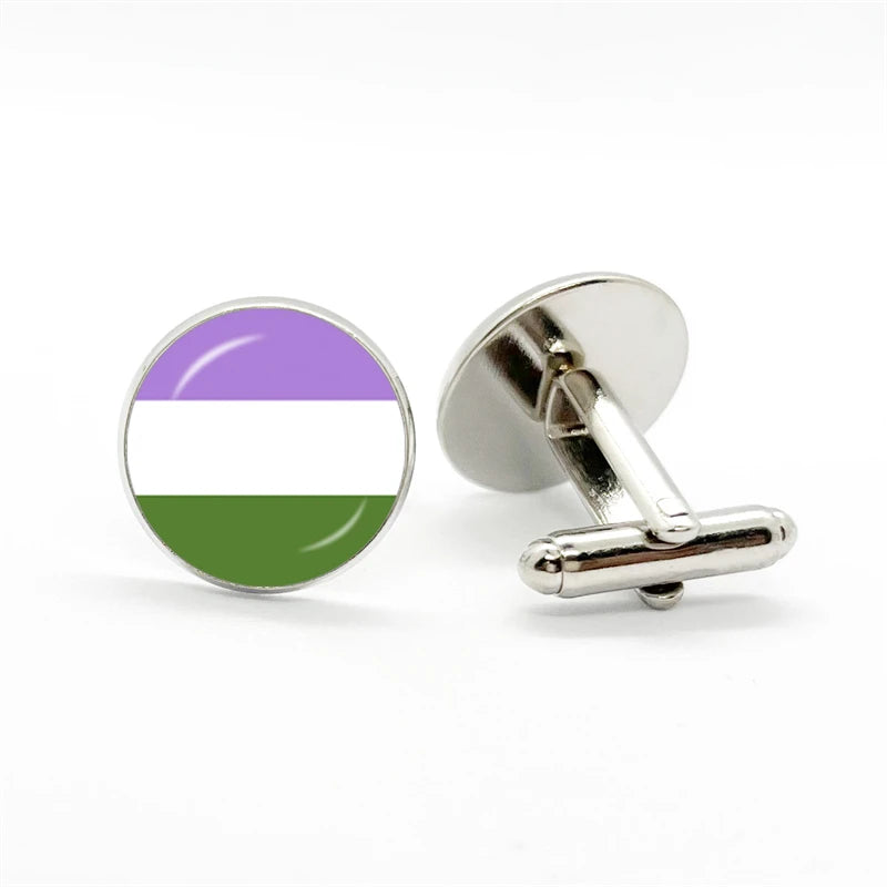 LGBT Rainbow Pride Cufflinks Man High Quality Jewelry Accessories Gay Pride Rainbow Flag Photo Suit Shirt Cuff Links Gift