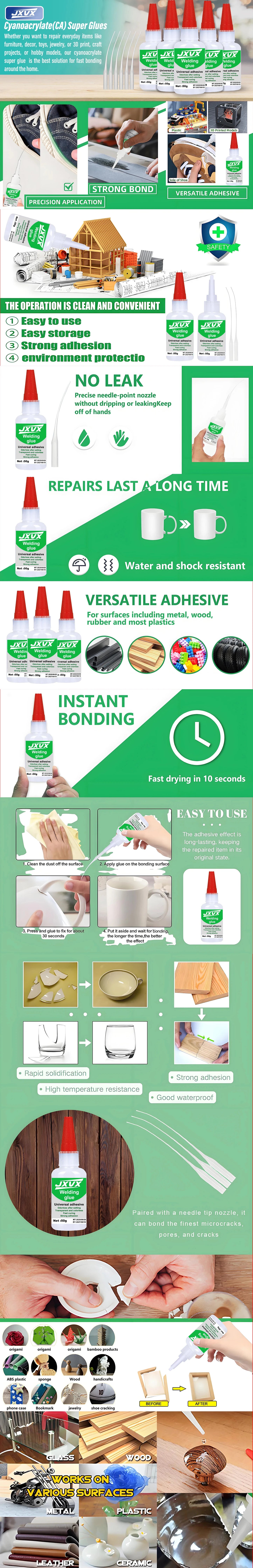 JXVX 50g Welding High Strength Oily Glue - Universal Superglue Mighty Instant Glue for Resin Ceramic Metal Glass