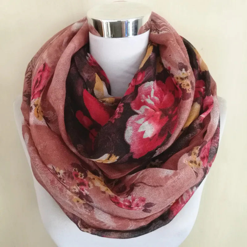 Fashion Design Sexy Sky Rose Shawl infinity Scarf women ring scarves Neckerchief Autumn Winter Foulards Muslim Hijab Sjaal