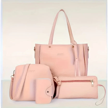 4pcs Women Tote Bag, Handbag Purse Shoulder Crossbody Bags for Woman Storage Bag, Synthetic, Zipper Closure, Small Messenger Bag