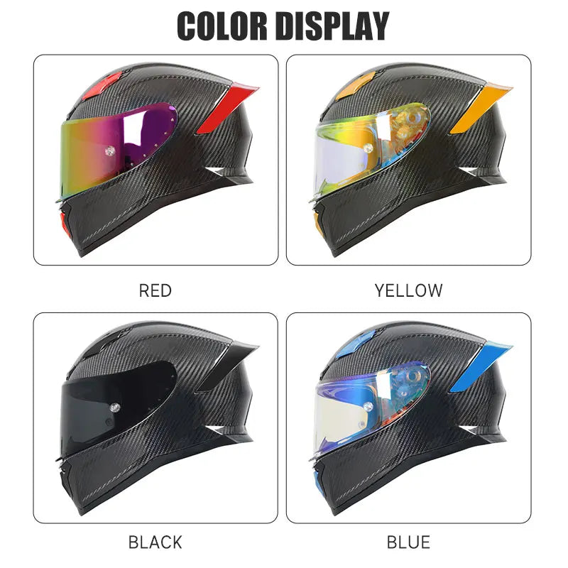 All-New Carbon Hybrid Retro High Quality Full Face Motorcycle Helmet Anti-Fog Visor Stabile Zero Glare Reduce Pressure Points