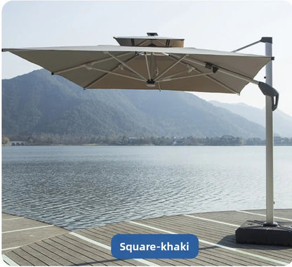 LED Roman Umbrella, Sunshade, Rainproof, UV Protection,Thickened Material, Aluminum Alloy Columns, Rotatable, Outdoor Umbrella
