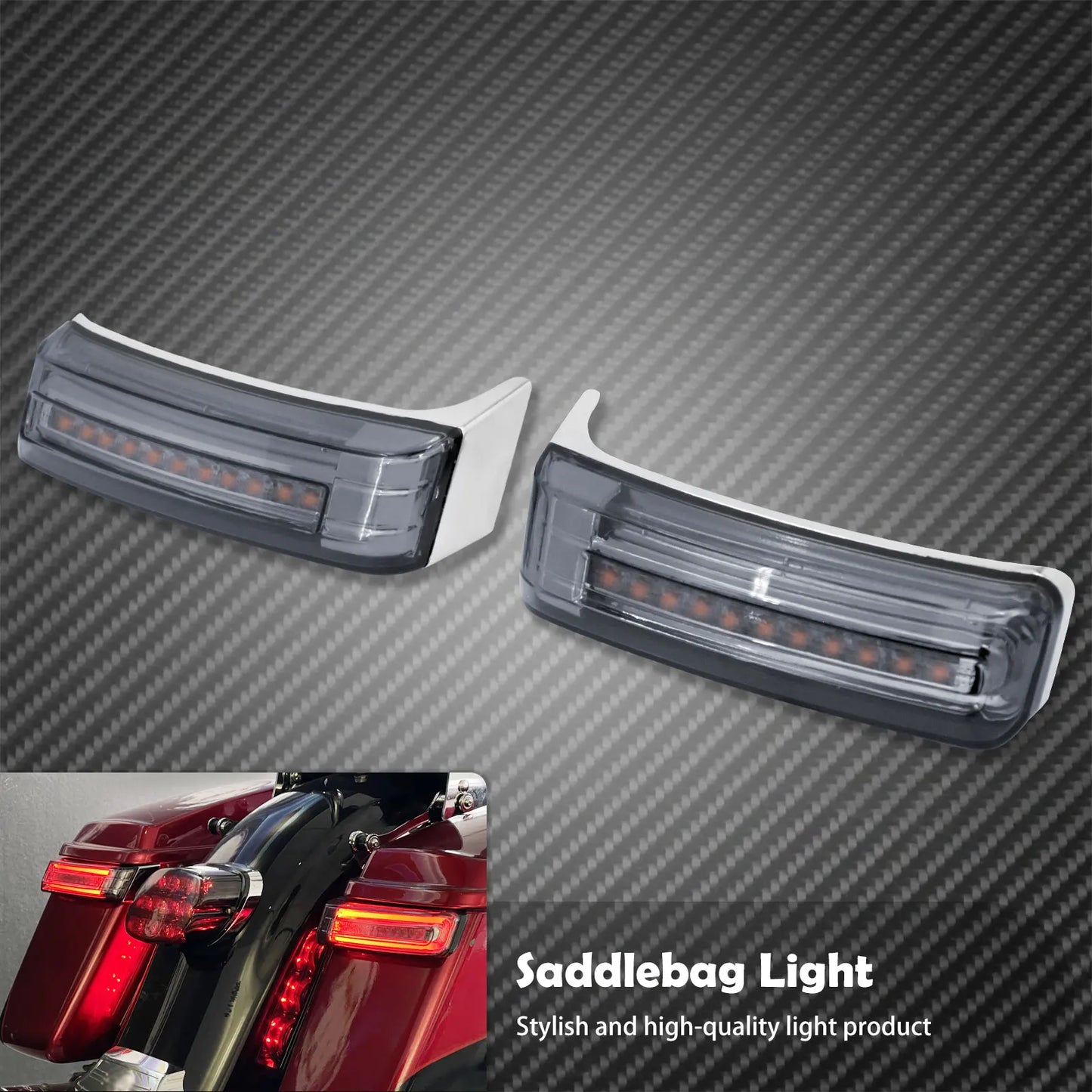 2xMotorcycle LED SaddleBag Turn Lamp Light Run Brake Light For Harley Touring Street Glide Road King FLHR Limited CVO 2014-2022