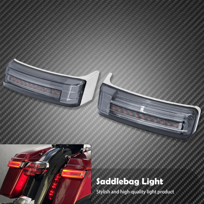 2xMotorcycle LED SaddleBag Turn Lamp Light Run Brake Light For Harley Touring Street Glide Road King FLHR Limited CVO 2014-2022