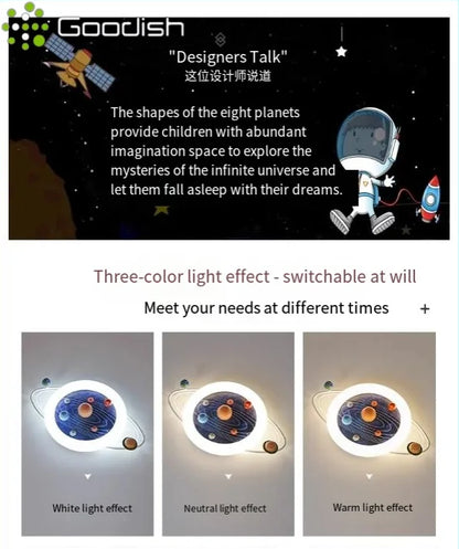 Modern Minimalist Nordic LED Home Ceiling Lights Cartoon Astronaut Space Art Creative Lamp for Living Room Decoration Chandelier