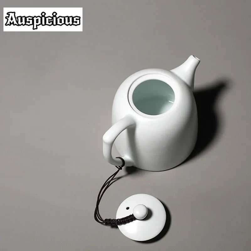 220ml White Jade Porcelain Teapot Dehua Handmade Ceramic Teakettle Single Pots Kung Fu Tea Master Pots Office Decoration Teaset
