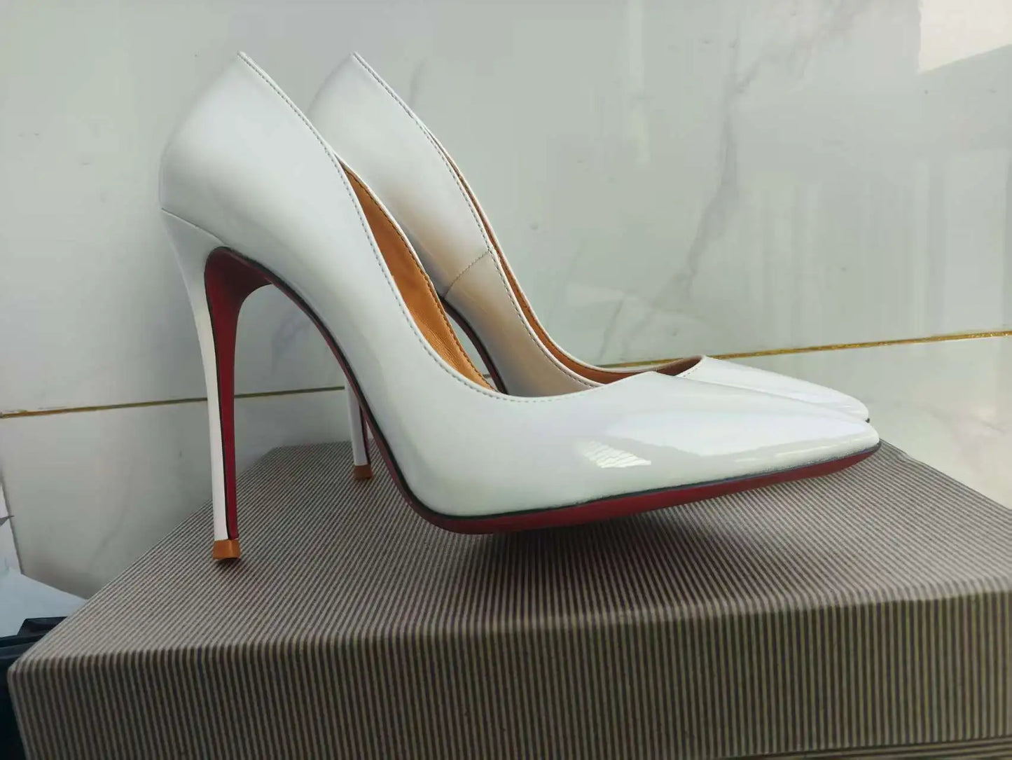 35-48 size slim high heels women's high heels sexy pointed wedding shoes party high heels patent leather neutral shoes