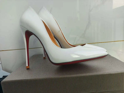 35-48 size slim high heels women's high heels sexy pointed wedding shoes party high heels patent leather neutral shoes