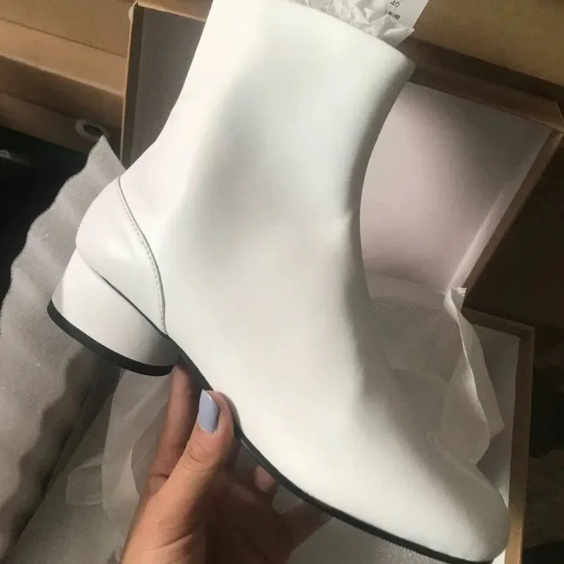 Luxury Design Fashion Split Toe Shoes 2026 Autumn Winter New Ankle Boots Genuine Leather Low Heels Women's Boots