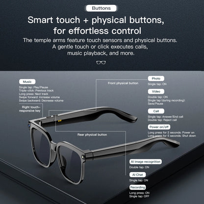 AI Smart Glasses 8MP Camera Video Recording ChatGPT Music Play Headphone Bluetooth Men Women Gifts Fashionable Glasses  2025