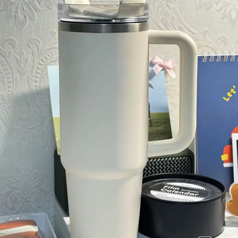 40oz Tumbler withLOGO Handle Lid Straw Stainless Steel Vacuum Insulated Quengher H2.0 Thermos Cup Silicone Boot for Stanleys