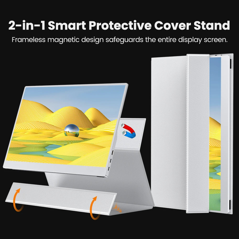 UPERFECT 15.6" Portable Monitor Travel Monitor For PS5 Switch Computer Laptops Mobilephone 1080P Ultra Slim Screen Extender With Built In Stand