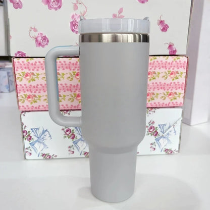 40oz Tumbler withLOGO Handle Lid Straw Stainless Steel Vacuum Insulated Quengher H2.0 Thermos Cup Silicone Boot for Stanleys