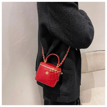 Small  Shoulder Bucket Bag For Women Classic Mini Clutches Female Small Square Bag Crossbody Metal Chain Handbag