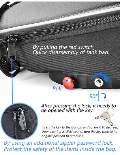 Tank Bag For Street Triple 765 Speed Triple 1050 Daytona 675 Sprint Trident 660 Tiger 1200 900 800 Motorcycle Quick Lock Luggage