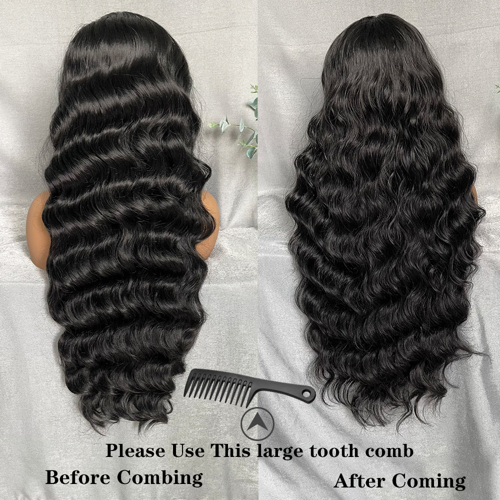 X-TRESS Synthetic Lace Front Hair Wigs for Women 32inch Long Loose Wave Black Color 13X6 Lace Frontal Wig with Natural Baby Hair