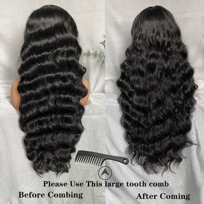 X-TRESS Synthetic Lace Front Hair Wigs for Women 32inch Long Loose Wave Black Color 13X6 Lace Frontal Wig with Natural Baby Hair