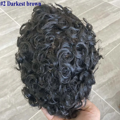 26mm Loose Curly 0.06mm Natural Hairline Men Toupee Ultra Thin Skin Full VLoop 1B80 613# Blonde Male Human Hair Prosthesi System