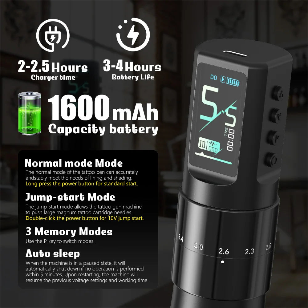 XNET Nebula Wireless Tattoo Machine Full Kit Custom Motor 1600mAh Battery 7 Strokes Dot Tattoo Pen For Beginner For Tattoo Art