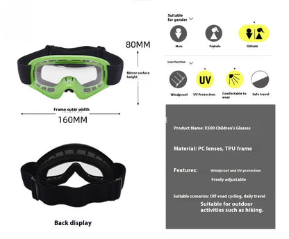 Kids Motorcycle Goggles - UV Protection Riding Glasses for Boys & Girls, Dirt Bike & ATV Windproof Eyewear