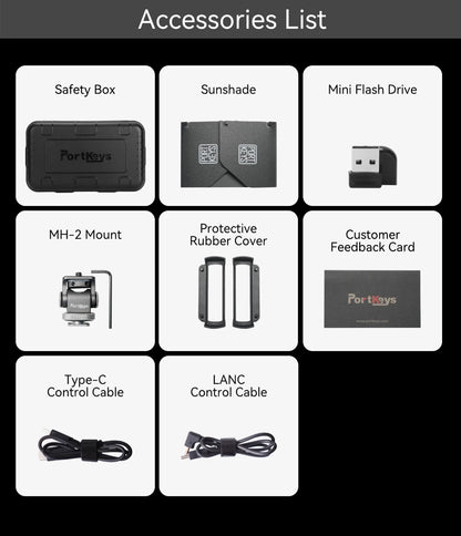 PortKeys LH5C -5.4 Inch On-Camera Monitor with Wired Camera Control/Focus Tracking Frame, 4K 360 Degree Color -Adjustment