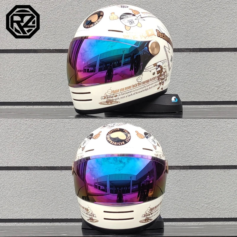ORZ Motorcycle Helmet DOT Certification Retro Full Face Off Road Helmet Cascos Para Motos Capacete Casco Moto